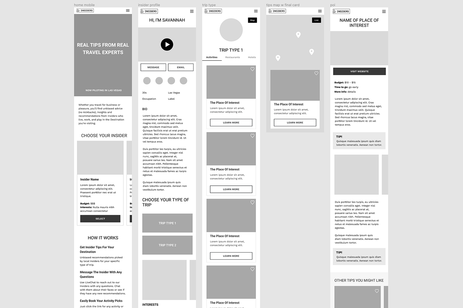 wireframes mobile